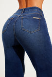 Calça Jeans Modeladora Power Stretch Wide Leg Cós Alto