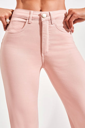 Calça Jeans Modeladora Wide Leg Rosa Cós Super Alto