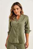 Camisa de Linho Térmico Dunas Verde Militar