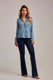 Calça Jeans Modeladora Escura Flare Cós Super Alto