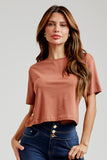 Camiseta Cropped Algodão Pima Marrom