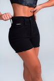 Shorts Jeans Modelador Preto Que Não Desbota