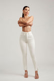 Calça Jeans Modeladora Skinny Off White Cós Alto