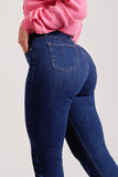 Calça Jeans Modeladora Revolucionária Escura Reta Cós Super Alto