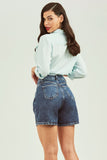 Shorts Jeans Modelador Basic Escuro Cós Super Alto