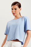 Camiseta Cropped Algodão Pima Azul