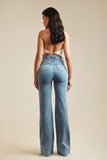 Calça Jeans Modeladora Wide Leg Basic Cós Super Alto