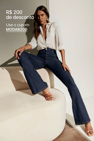 Calça Jeans Ultra Modeladora Flare Cós Alto