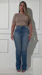 Stories de Calça Jeans Modeladora Boot Cut Basic Cós Alto