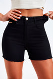 Shorts Jeans Modelador Preto Que Não Desbota Cós Médio