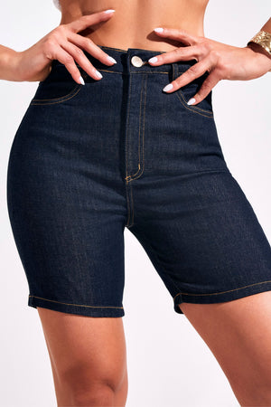 Shorts Jeans Ultra Modelador Jeans Escuro Cós Super Alto