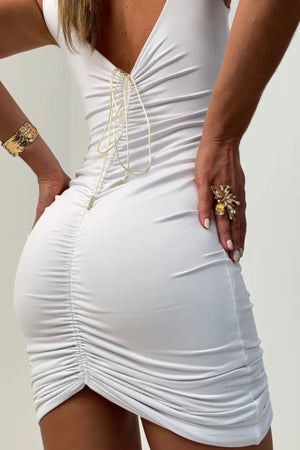 Vestido Curve Dupla Face Branco com Nude