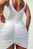 Vestido Curve Dupla Face Branco com Nude