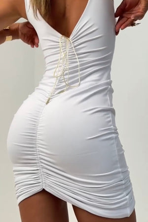 Vestido Curve Dupla Face Branco com Nude