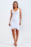 Vestido Curve Dupla Face Branco com Nude